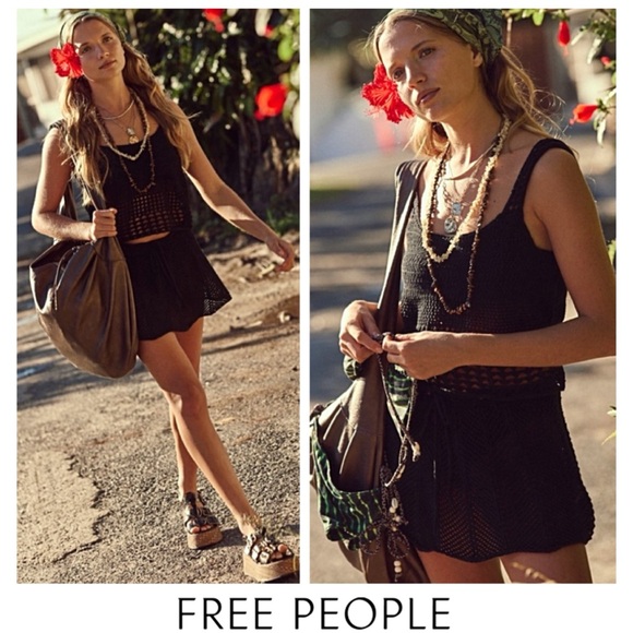 Free People Dresses & Skirts - ♥️NWTS-$90-SET! FREE PEOPLE Fuego Set Tank & Skirt Open-Knit Outfit Shirt Skirt